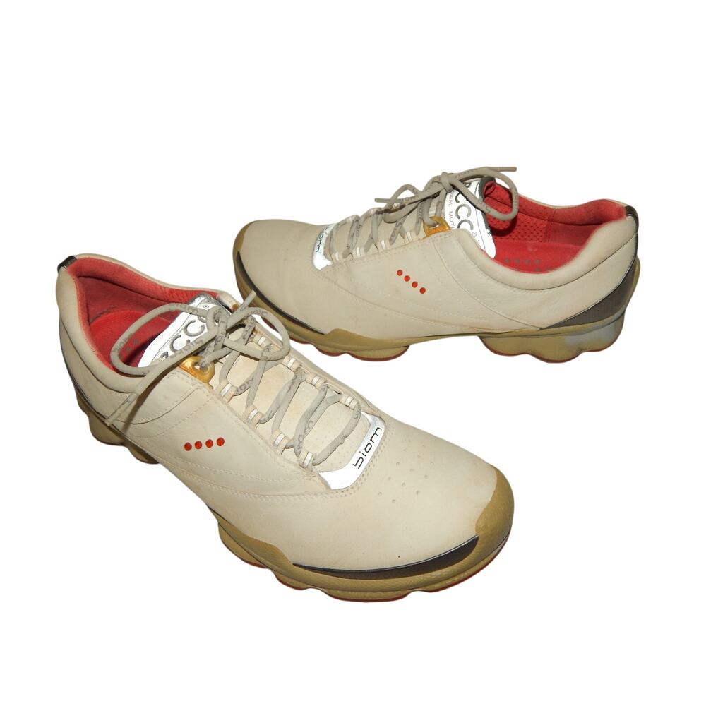 Ecco Cream Women Biom Yak Natural Motion Leather Golf Shoes Size 9 - 9.5 EU 40 - Picture 3 of 11